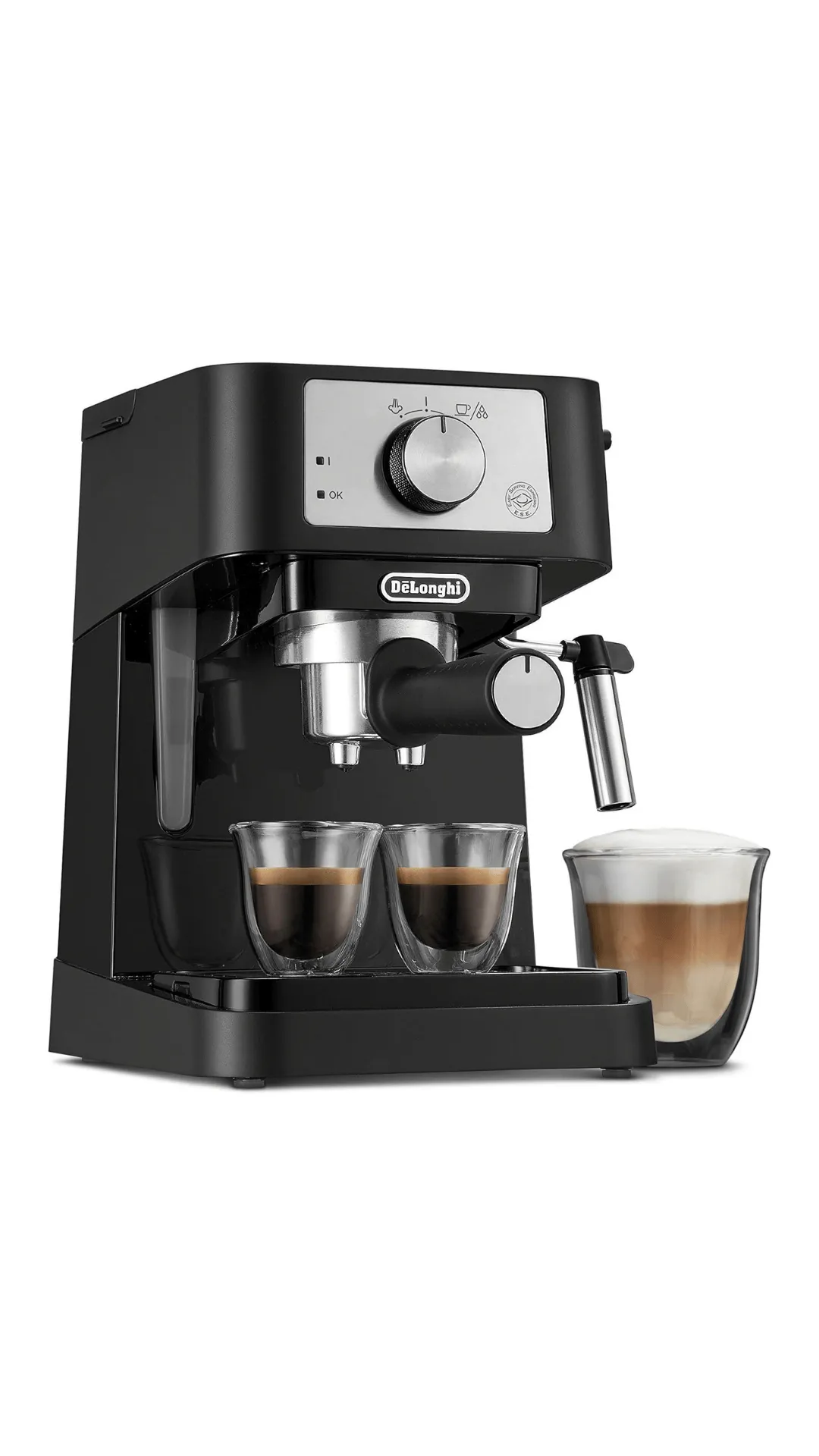 Máquina de Café Stilosa de De 'Longui sobre fondo blanco