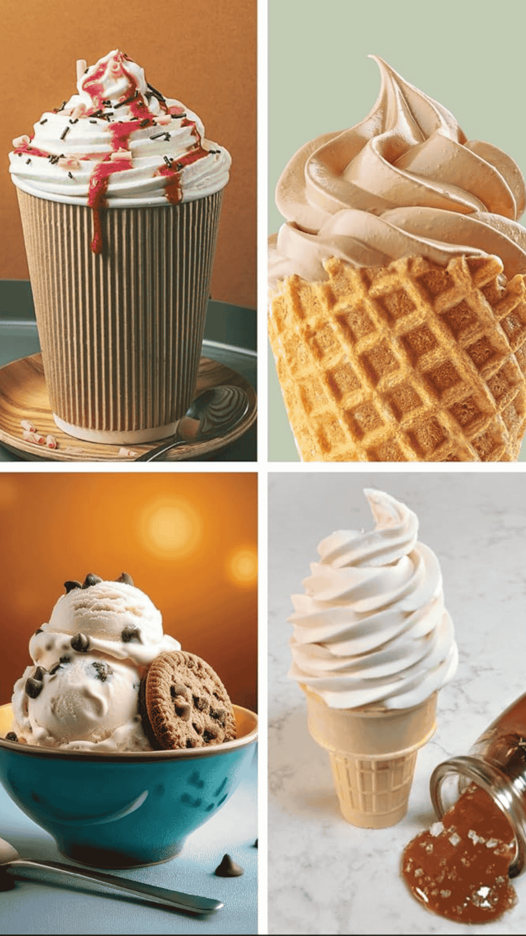 Cuatro tipos distintos de helados