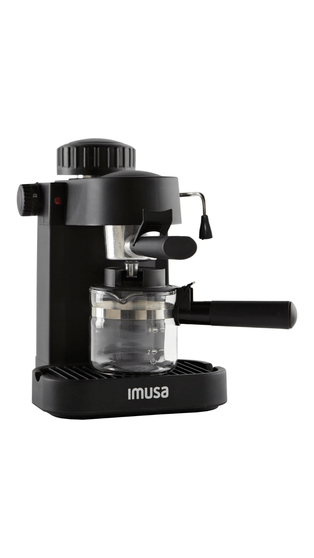 Máquina de café espresso Imusa sobre fondo blanco