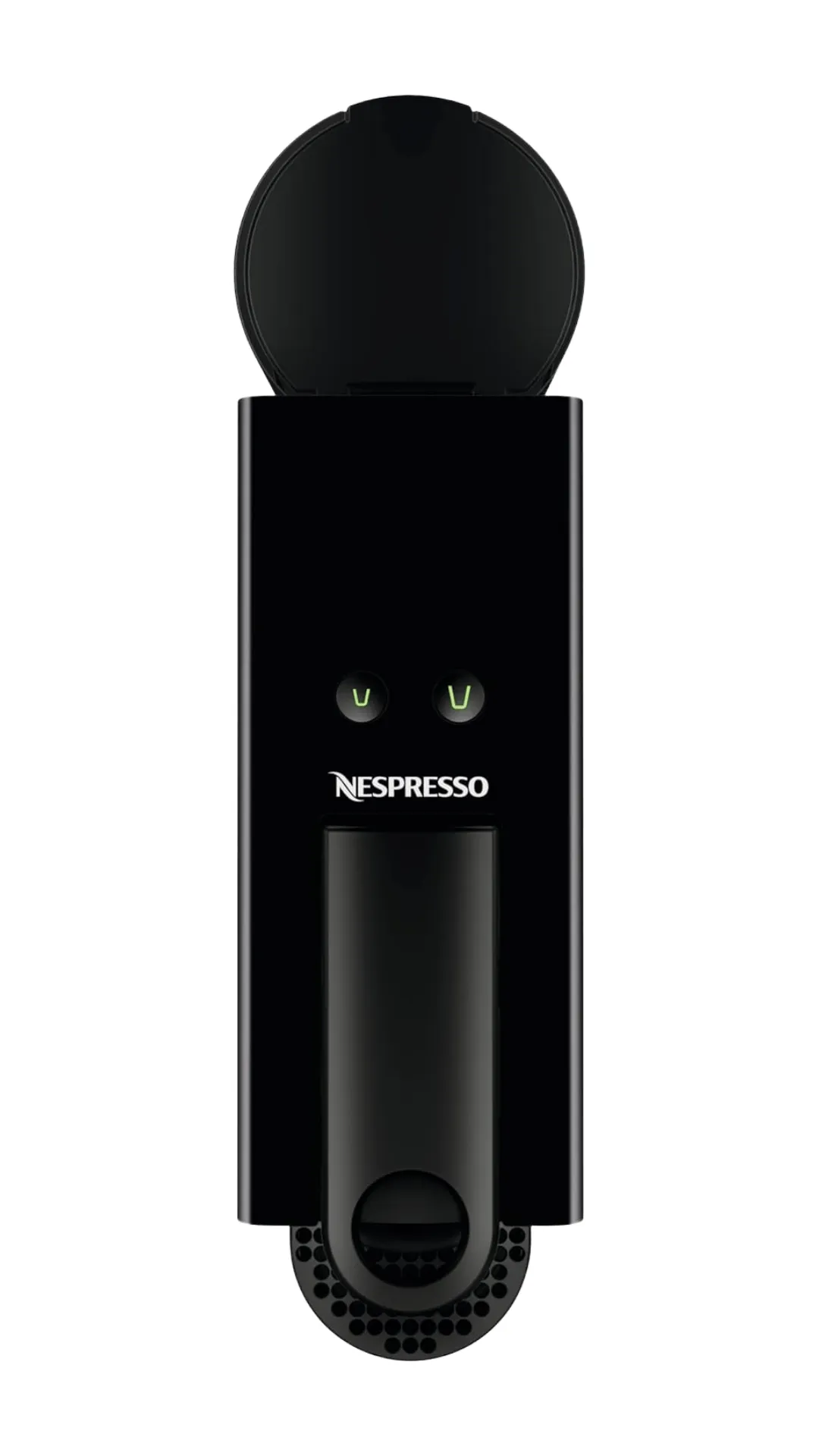 Máquina de café Nespresso Essenza Mini negra en una plano cenital
